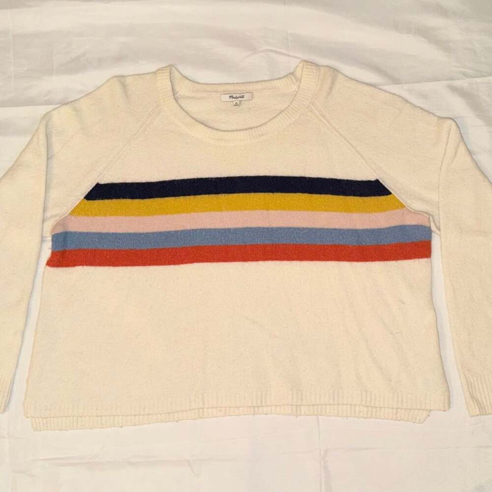 Madewell Placed Stripe Allister Pullover Sweater in Coziest Yarn Women’s XL